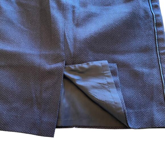 Harvé Benard Black Wool Herringbone Pencil Skirt 12 - Picture 4 of 9